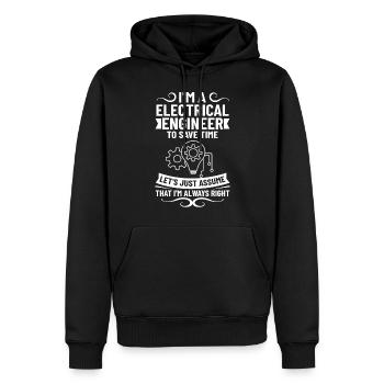 Ingénieur en génie électrique Recherche Développement - Sweat à capuche Premium bio Homme - noir - Devant - Nico (187cm)