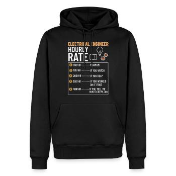 Ingénieur en génie électrique Recherche Développement - Sweat à capuche Premium bio Homme - noir - Devant - Nico (187cm)