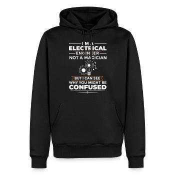 Ingénieur en génie électrique Recherche Développement - Sweat à capuche Premium bio Homme - noir - Devant - Nico (187cm)