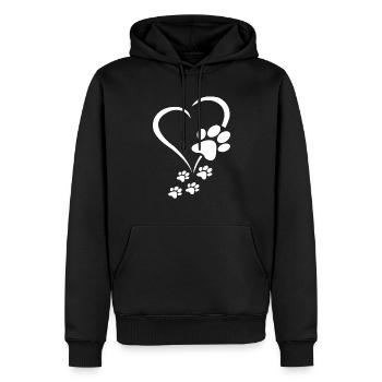 Dog Paw Heart Dog Owner - Dog Paws Hearts Dog Paw - Sweat à capuche Premium bio Homme - noir - Devant - Nico (187cm)