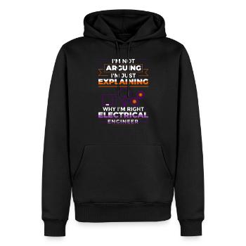 Ingénieur en génie électrique Recherche Développement - Sweat à capuche Premium bio Homme - noir - Devant - Nico (187cm)