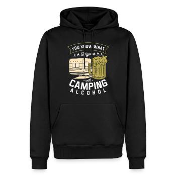 Vous savez ce qu’est la bière alcoolisée de camping - Sweat à capuche Premium bio Homme - noir - Devant - Nico (187cm)