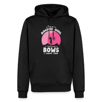 Je suis une archer girl. Je ne porte pas - Sweat à capuche Premium bio Homme - noir - Devant - Nico (187cm)