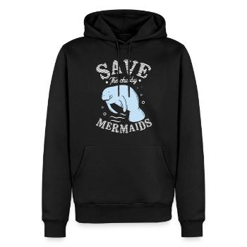 Save the Chubby Mermaids Manatees for - Men’s Premium Organic Hoodie - black - Front - Nico (187cm)