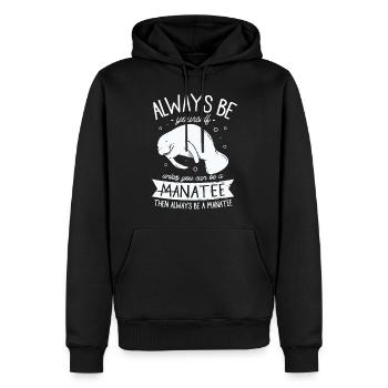 Lamantin-amoureux-mer-nageant lamantin mignon - Sweat à capuche Premium bio Homme - noir - Devant - Nico (187cm)