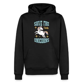 Rettet die pummeligen Einhörner Unicorn - Männer Premium Bio Hoodie - Schwarz - Vorne - Nico (187cm)