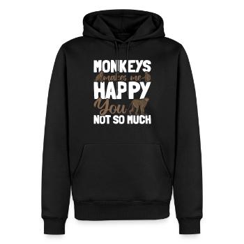 Les singes me rendent moins heureux - Monkey Lo - Sweat à capuche Premium bio Homme - noir - Devant - Nico (187cm)