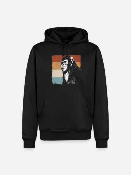 Monkey Chimpanzee Orange Monkey - Retro Monkey - Men’s Premium Organic Hoodie - black