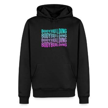 culturisme - Sweat à capuche Premium bio Homme - noir - Devant - Nico (187cm)