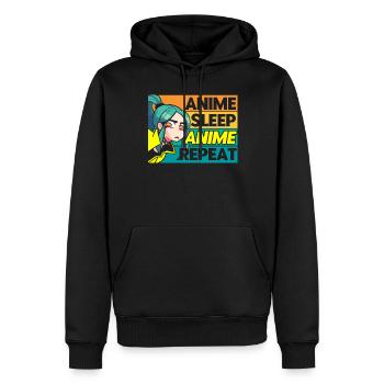 Anime Sleep Anime Repeat - Men’s Premium Organic Hoodie - black - Front - Nico (187cm)