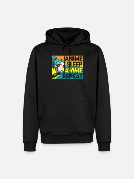 Anime Sleep Anime Repeat - Men’s Premium Organic Hoodie - black