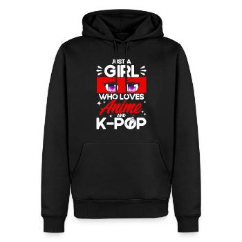Juste une fille qui aime l’anime et la K-pop - Sweat à capuche Premium bio Homme - noir - Devant - Nico (187cm)