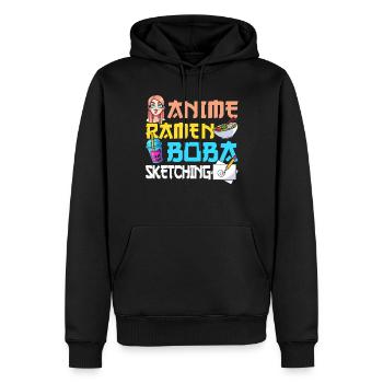 Anime Ramen Boba Sketching - Männer Premium Bio Hoodie - Schwarz - Vorne - Nico (187cm)