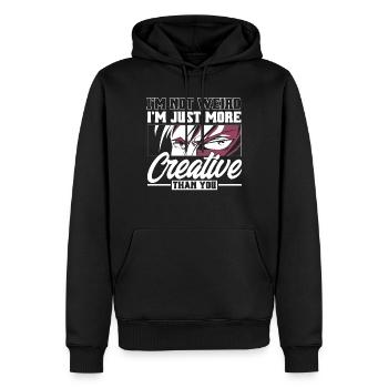 Je ne suis pas bizarre je suis juste plus créatif que toi - Sweat à capuche Premium bio Homme - noir - Devant - Nico (187cm)