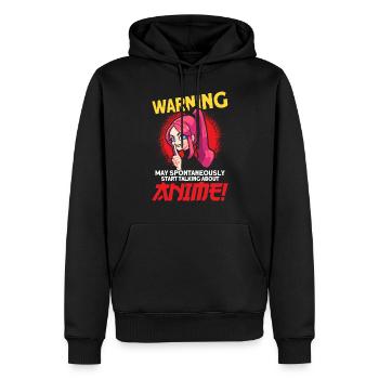 Warning May Spontaneously Start Talking Anime - Men’s Premium Organic Hoodie - black - Front - Nico (187cm)