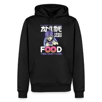 Jeux vidéo d’anime ou nourriture - Sweat à capuche Premium bio Homme - noir - Devant - Nico (187cm)