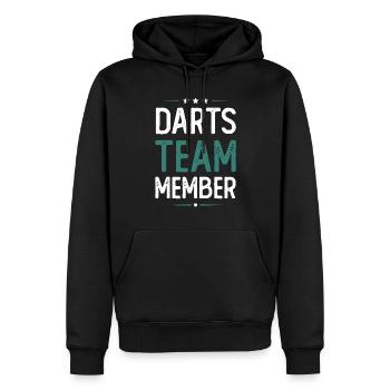 Darts Team - Männer Premium Bio Hoodie - Schwarz - Vorne - Nico (187cm)