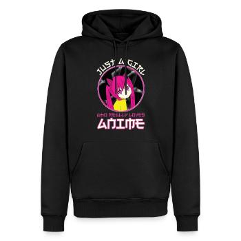 Just A Girl Who Really Loves Anime - Männer Premium Bio Hoodie - Schwarz - Vorne - Nico (187cm)