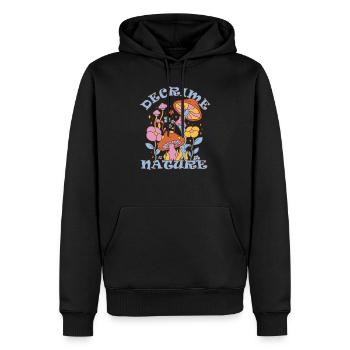 Decrime Nature Colorful Magic Mushroom Trippy - Männer Premium Bio Hoodie - Schwarz - Vorne - Nico (187cm)