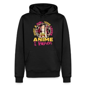 Just A Girl Who Loves Anime and Ramen - Männer Premium Bio Hoodie - Schwarz - Vorne - Nico (187cm)