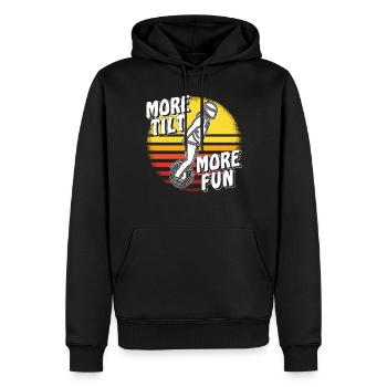 MANN EINRAD MORE TILT MORE FUN - Männer Premium Bio Hoodie - Schwarz - Vorne - Nico (187cm)