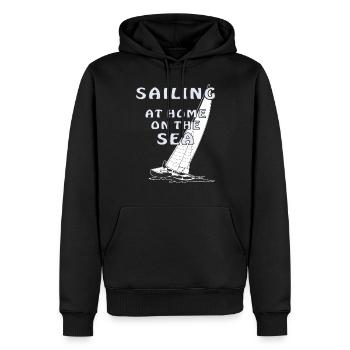 SAILING AT HOME ON THE SEA - Männer Premium Bio Hoodie - Schwarz - Vorne - Nico (187cm)