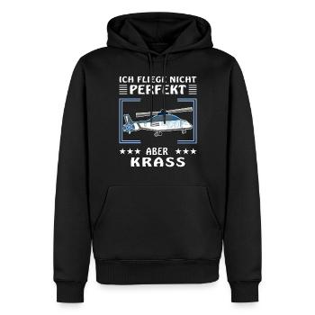 HUBSCHRAUBER ICH FLIEGE NICHT PERFEKT ABER KRA - Männer Premium Bio Hoodie - Schwarz - Vorne - Nico (187cm)