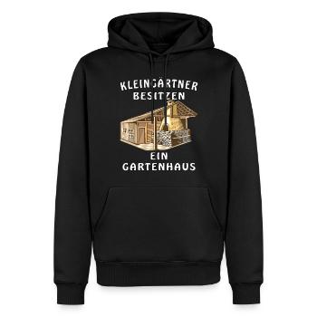 KLEINGÄRTNER BESITZEN EIN GARTENHAUS - Männer Premium Bio Hoodie - Schwarz - Vorne - Nico (187cm)