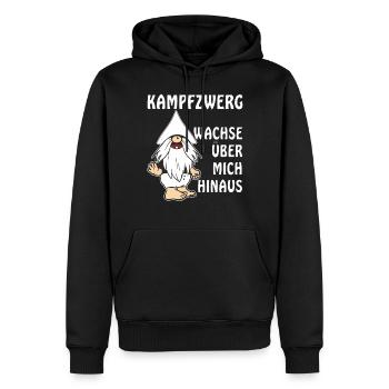 KAMPFZWERG WACHSE ÜBER MICH HINAUS - Männer Premium Bio Hoodie - Schwarz - Vorne - Nico (187cm)