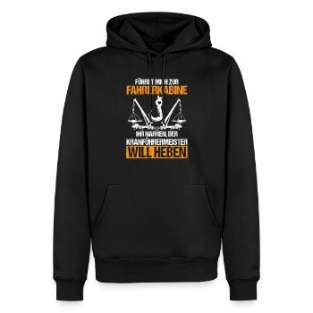 Der Kranführermeister will heben - Männer Premium Bio Hoodie - Schwarz - Vorne - Nico (187cm)