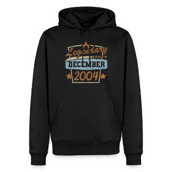 Legendär seit Dezember 2004 Retro Sprüche - Männer Premium Bio Hoodie - Schwarz - Vorne - Nico (187cm)