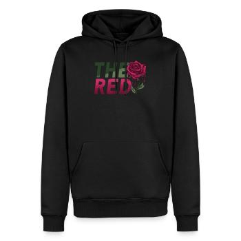 Le graphique rouge japonais rétro rose - Sweat à capuche Premium bio Homme - noir - Devant - Nico (187cm)