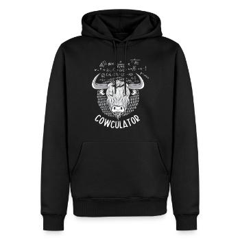 Cowculator Highland Cow Grass Puppy Math Lover - Men’s Premium Organic Hoodie - black - Front - Nico (187cm)