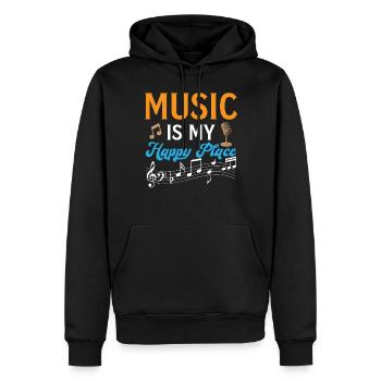 Guitar Player - Music Is My Happy Place - Men’s Premium Organic Hoodie - black - Front - Nico (187cm)