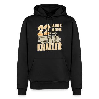 22 JAHRE ALTER KNALLER - Männer Premium Bio Hoodie - Schwarz - Vorne - Nico (187cm)