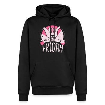 Au moins, c’est finalement sarcastique vendredi - Sweat à capuche Premium bio Homme - noir - Devant - Nico (187cm)