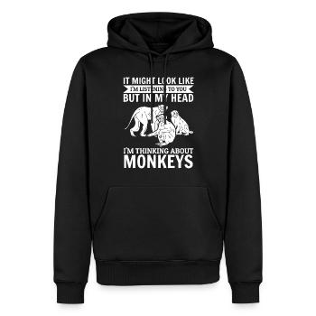 On dirait peut-être que je t’écoute - Monkey - Sweat à capuche Premium bio Homme - noir - Devant - Nico (187cm)
