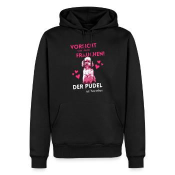 Damen Vorsicht vor Frauchen Pudel lustiges Hundemo - Männer Premium Bio Hoodie - Schwarz - Vorne - Nico (187cm)