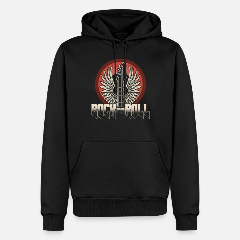 Guitares rock and roll - Sweat à capuche Premium bio Homme - noir