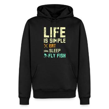 Life is simple eat sleep fly fish - Männer Premium Bio Hoodie - Schwarz - Vorne - Nico (187cm)