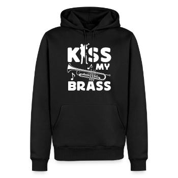Trumpet Player Pun Kiss My Brass - Männer Premium Bio Hoodie - Schwarz - Vorne - Nico (187cm)