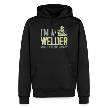 Welder Welding Vintage I'm A - Männer Premium Bio Hoodie - Schwarz - Vorne - Nico (187cm)