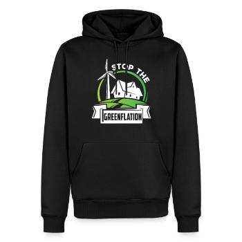 Stop Greenflation Inflation Énergie verte - Sweat à capuche Premium bio Homme - noir - Devant - Nico (187cm)