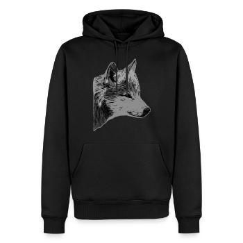 Tête de loup motif d’animal sauvage imprimé avec loup - Sweat à capuche Premium bio Homme - noir - Devant - Nico (187cm)