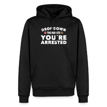 Polizist Drop Down Donuts Youre Arrested Polizei - Männer Premium Bio Hoodie - Schwarz - Vorne - Nico (187cm)