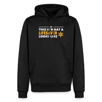 Policier Voici à quoi ressemble Lifesaver Police - Sweat à capuche Premium bio Homme - noir - Devant - Nico (187cm)