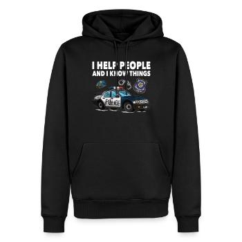 Polizist I Help People And I Know Things Polizei - Männer Premium Bio Hoodie - Schwarz - Vorne - Nico (187cm)