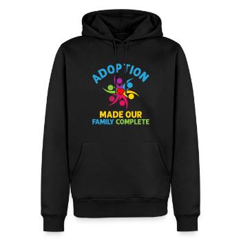 The adoption has completed our family and - Men’s Premium Organic Hoodie - black - Front - Nico (187cm)
