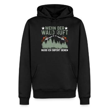 Holzfäller - Wenn der Wald ruft muss ich sofort g - Männer Premium Bio Hoodie - Schwarz - Vorne - Nico (187cm)