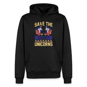 Rettet die pummeligen Einhörner Unicorn - Männer Premium Bio Hoodie - Schwarz - Vorne - Nico (187cm)